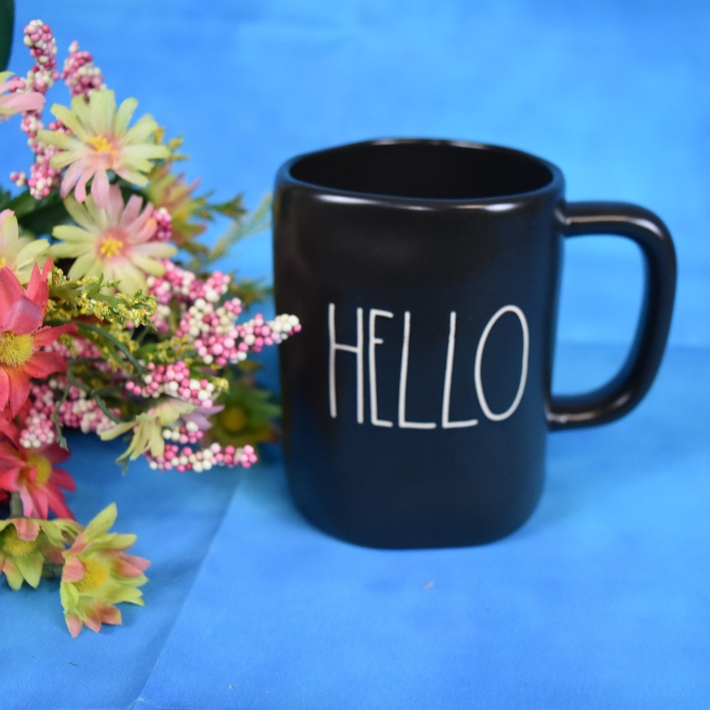 Rae Dunn Black "HELLO" Mug